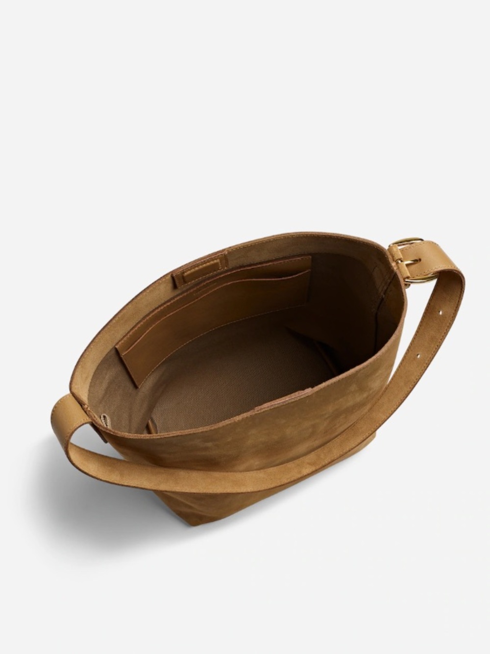 Madewell The Essential Bucket Tote in Tawny Khaki Suede Boho Chic Minimalist - Picture 3 of 10